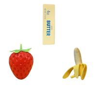 Squishy Aliment Mignon Forme au Choix - Fraise, Banane, Cacahuète - Jouet Sensoriel Anti-Stress Retour Lent - Cadeau Kawaii pour Enfant et Adulte (II-3PCS)