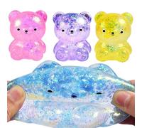 Squishy Bear Fidget Toys, 4 pièces Jouets Ours rempli de Paillettes, Jouets spongieux T aba à Pincer, Jouet sensoriels Extensibles, Jouet Anti Stress en Forme d'ours en Bonbon pour en fants