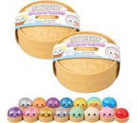 Squishy Dumpling, Dumpling Squishy Anti Stress, Glitter Squishys Dumplings Mystery, Glitter Rainbow Dumplings Squishiest avec Visage, Stress and Anxiety Relief Toys Soft Squeeze Sensory Toys (2Pcs)