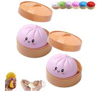 Squishy Dumpling Geant,2 pièces Boule Anti Stress Squishy,Jumbo Squishys Balle Anti-Stress,Jouet Coloré De Boulettes avec Boîte À Vapeur,Jouet malléable en Forme de Petits cuits à la Vapeur (C)