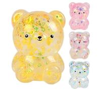 Squishy Fidget Toys - Bear Shaped Squishy Toy with Sparkling Sequins, Soft Sensory Stress Reliever | Ideal for Pocket Toy, Goodie Bag Filler, Holiday Stocking Stuffer, Christmas, Kids, Adults, Party F