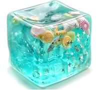 Squishy Glaçon Océan Transparent, Balle Anti Stress Sensorielle, Coquillages Poissons Étoiles, Jouet à Presser Enfant Adulte