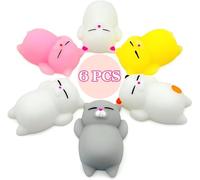 Squishy Kawaii Mochi Squishy Toys, 6 Pièces Squeeze Toys Doux Squeeze Anti-Stress, Mini Squishies Mochi, Jouet Squeeze Animaux Jouets, Cadeau d'anniversaire Remplisseurs de Fête pour Enfant Adulte (B)