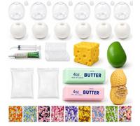 Squishy Making Kit, DIY Stress Ball Making Kit, Kit pour fabriquer Vos Propres squishies : squishies au Beurre et au Fromage, balles Anti-Stress, Peaux Vierges Transparentes avec Pompe à air (17pcs)