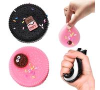 Squishy Oreos, 2 Pièces Jouets en Forme d' Biscuit, Biscuit Stress Relief Toy, Jouets Anti-Stress Enfant Doux Squeeze Fidget, Jouets Anti-Stress Amusants pour Aider l'anxiété #Noir+Rose