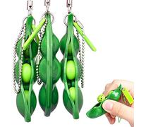 Squishy Porte-clef,3 Pack Écraser un Porte-clés Presser un Haricot Squishy Soya pour Enfants Adluts Jouets de Pois Fidget Toys pour Pendentifs Anxiété Anti Stress