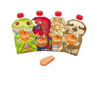 SQUIZ-Lot de 4 gourdes réutilisables Amazonie + squiz'zip Squiz - 130 ml