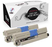 Squuido 2 Cartouches de Toner Noir 44973536 compatibles avec OKI C301 C301dn C321 C321dn MC332dn MC342dn MC342dnw MC342dw MC342w | Haut Rendement 2200 Pages