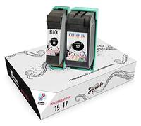 Squuido 2 Remanufactured Cartouches d'encre 15 17 compatibles avec HP Deskjet 816c 825c 827 840c 841c 842c 843c 845c 845cvr 848c | Haut Rendement