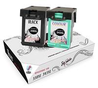 Squuido 2 Remanufactured Cartouches d'encre 338 343 compatibles avec HP Photosmart 2575 2610 2710 8150 8450 8750 C3180 DeskJet 460 460c 5740 6620 6840 9800 PSC 1610 2355 Officejet 100 150 6210 7310