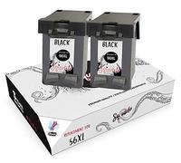Squuido 2 Remanufactured Cartouches d'encre 56 Noir compatibles avec HP Deskjet 450 450cbi 5150 5550 9680 Officejet 4212 4215 5610 6110 Photosmart 7260 7350 7450 7660 7762 7960 PSC 1210 1215 1315 2110