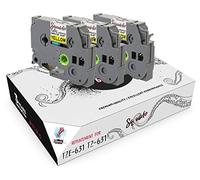 Squuido 3 Cassettes Noir sur Jaune Ruban d'Étiquettes TZe-631 TZ-631 12mm x 8m compatibles avec Brother P-Touch PT-1000 1005 1010 H101C H105 H110 H101GB H300 D210VP D400VP D450VP D600VP P700 P750 CUBE