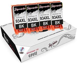 Squuido 4 Noir Cartouches d'encre 934 XL 934XL C2P23AE compatibles avec HP OfficeJet Pro 6830 6230 6220 6825 6835 OfficeJet 6820 6815 6812 | Haut Rendement 1000 Pages