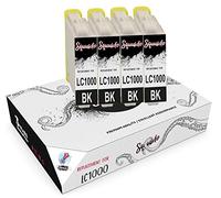 Squuido 4 Noir Cartouches d'encre LC1000 LC-1000 compatibles avec Brother DCP-130C DCP-135C DCP-150C DCP-330C DCP-350C DCP-357C DCP-540CN DCP-560CN DCP-770CW FAX-1360 FAX-1460 2840 | Haut Rendement