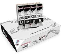 Squuido 4 Noir Cartouches d'encre PGI-520XL PGI-520 XL compatibles avec Canon PIXMA MP540 MP550 MP560 iP4700 iP3600 iP4600 MP640 MP630 MP620 MP980 MP990 MX860 MX870 | Haut Rendement