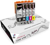 Squuido 5 Cartouches d'encre PGI-570XL CLI-571XL PGI-570 CLI-571 compatibles avec Canon Pixma MG5750 MG5751 MG5752 MG5753 MG6850 MG6851 MG6852 MG6853 MG7750 TS5050 TS5051 TS6050 TS6051 TS6052