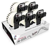 Squuido 5 rouleaux DK-22225 DK22225 Papier Étiquettes Continues compatibles avec Brother P-Touch QL-500 QL-550 QL-560 QL-570 QL-580 QL-700 QL-800 QL-810W QL-820NWB QL-1100 QL-1110NWB | 38mm x 30.48m