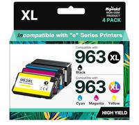 Sqwekd 963XL Lot de 4 cartouches d'encre compatibles avec HP 963 XL Multipack pour HP OfficeJet Pro 9010 9020 9013 9023 9012 9015 9025 9014 9016 9018 9019 9022 (noir, cyan, jaune, magenta)