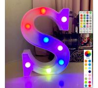 SQWHIIY Lettres Lumineuses à LED avec télécommande, 16 Couleurs, Lettres Lumineuses, Lampe for Mariage, Confession, fête d'anniversaire, décoration de Bar à Domicile (Color : Letter S)