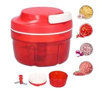 Sqxaldm Coupe-Oignon Manuel avec Câble de Traction - Hachoir à Légumes Multifonction - Sans BPA | Facile à Nettoyer, pour Oignons, Ail, Légumes, Noix et Fruits, 300 ml (Rouge)