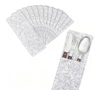 Sqxaldm Lot de 12 sacs à couverts en feutre lavables, sacs de rangement gris clair en feutre pour couverts, Sac De Couverts Portable, idéaux pour la restauration et les célébrations, 25 x 10 cm
