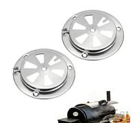 Sqxaldm Lot de 2 Grilles d'Aération en Acier Inoxydable ø95mm Rondes Argentées, Fente d'Aération, Plaque de Ventilation, Réglable Échappement , Yacht Camping-Car Poulailler Baril de Feu Barbecue
