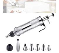 Sqxaldm Seringue à pâtisserie en INOX Seringue à pâte Pistolet de Presse Set de seringues à pâtisserie Presse à Biscuits DIY, Accessoires de Cuisson pour gâteaux et Biscuits avec et 6 Douilles (Noir)