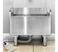 SQYHYTS Bassin De Service De Vadrouille en Acier Inoxydable avec Bassin Profond 30cm,Évier Domestique en pour Balai À Franges avec Pieds Réglables,De Vadrouille Au Sol pour Cuisine,80 * 41 * 55cm