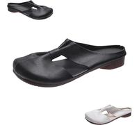 SQYZRZ 2025 New Lightweight Round Toe Backless Non-Slip Sandals, Cut Out Design Flat Mules for Women,Women's Soft Sole Knot Mules (Black,40)