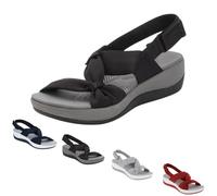 SQYZRZ 2025 New Women's Comfortable Orthopedic Arch Support Shoes with Back Strap Cute Dress Walking Sandals Summer Casual Orthotic Low Platform Wedges Sandals (Black,38)