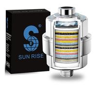 SR SUN RISE Filtre Douche Anti-Calcaire 20 Niveaux +1 Cartouche - Réduction Efficace Calcaire/Chlore/Fluorure, Amélioration Cheveux & Peau (Chromé)