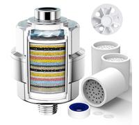 SR SUN RISE Filtre Douche Anti-Calcaire 20 Niveaux +3 Cartouche - Réduction Efficace Calcaire/Chlore/Fluorure, Amélioration Cheveux & Peau (Chromé)