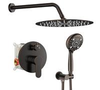 SR SUN RISE Robinet de douche - Pommeau de douche rond haute pression de 30,5 cm - Tête à 6 réglages - Valve incluse (bronze huilé)