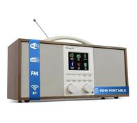 SR40 Radio Internet Bluetooth Dab/Dab+ 10h Batterie Noyer 150 présélections haut-parleurs 2.0 entrée AUX boîtier bois poignée