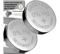 SR621SW Lot de 2 piles de montre Seizaiken équivalentes à 364 piles bouton pour montre avec guide d'installation (français non garanti)