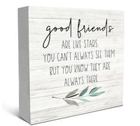 SRADMO Panneau en bois « Good Friends Are Like Stars » - Décoration de bureau - Décoration inspirante pour la maison, la chambre à coucher, la chambre de fille, le bureau, l'étagère, la table, 20,3 x