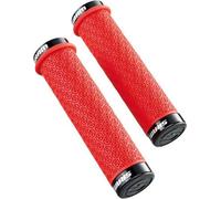 SRAM 00.7918.026.003 Poignées en silicone avec frein à vis, double serrage et embout, 139 mm, rouge (1 paire)