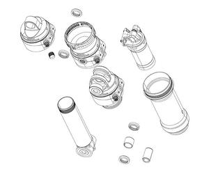 Sram, Eyelet/DMP Body Assy, SDLC HB, BR 45 Unisexe Adulte, Noir, Standard