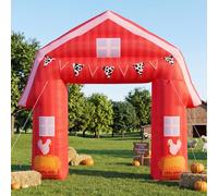 Sratte Arche gonflable de ferme de 2,7 m - Décoration extérieure - 5 lumières LED intégrées - Pour fête prénatale, premier rodéo, anniversaire, cowboy occidental, cow-girl, fête, cour, jardin, pelouse