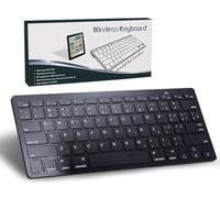 SRAYG Clavier Bluetooth sans fil - QWERTZ allemand - Mini clavier sans fil compact ultra fin pour iPad, Mac, ordinateur portable, tablette, surface, téléphone, ordinateur, Windows/Android/iOS, noir