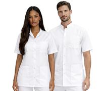 SRC Création Blouse médicale Mixte col Officier - Lot de 1/3/5 - Qualité supérieure - Polycoton 65/35 Oeko-TEX - Blouse Hôpital Clinique Infirmier(e) Aide-Soignant(e) Médecin Kiné Pharmacien(ne)