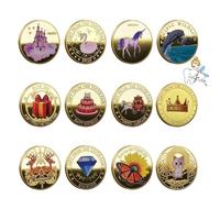 Srcasy 12 Pièces Pièce De Fée Des Dents, Cadeaux De Pièce De Monnaie De Fée De Dent d'Or, Monnaie De La Fée Des Dents, Pièces Dent Fairy, Cadeaux De Tooth Fairy Pour Filles Et Garçons