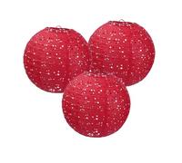 SrchJoy Lot de 3 lanternes en papier avec œillets, lanterne ronde en papier chinois suspendue, abat-jour pour anniversaire, mariage, décorations de fête (rouge)