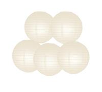 SrchJoy Lot de 5 lanternes en papier chinoises rondes à suspendre pour décoration de fête d'anniversaire (ivoire, 20 cm)