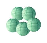 SrchJoy Lot de 5 lanternes en papier chinoises rondes à suspendre pour décoration de fête d'anniversaire (vert menthe, 30 cm)