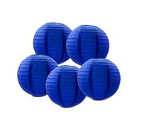 SrchJoy Lot de 5 lanternes en papier chinoises rondes à suspendre pour décoration de fête d'anniversaire (bleu roi, 20 cm)