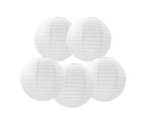 SrchJoy Lot de 5 lanternes en papier chinoises rondes à suspendre pour décoration de fête d'anniversaire Blanc 25 cm