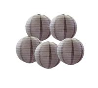 SrchJoy Lot de 5 lanternes en papier chinoises rondes à suspendre pour décoration de fête d'anniversaire (gris, 30 cm)