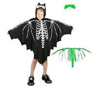 srclo Costume de squelette de chauve-souris pour enfant - Combinaison unisexe phosphorescente de Batman - Pour Halloween et carnaval (M)
