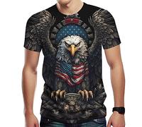 Srcnhim T-shirt à manches courtes avec motif drapeau américain, gris, Taille 3XL